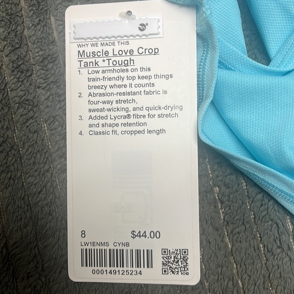NWT Lululemon Muscle Love Tank Crop Sz 4 Kayak Light Blue - Picture 7 of 10